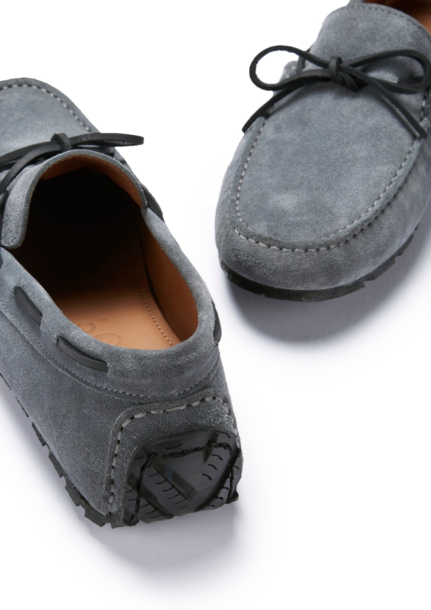 Tyre Sole Laced Driving Loafers, slate grey suede-4