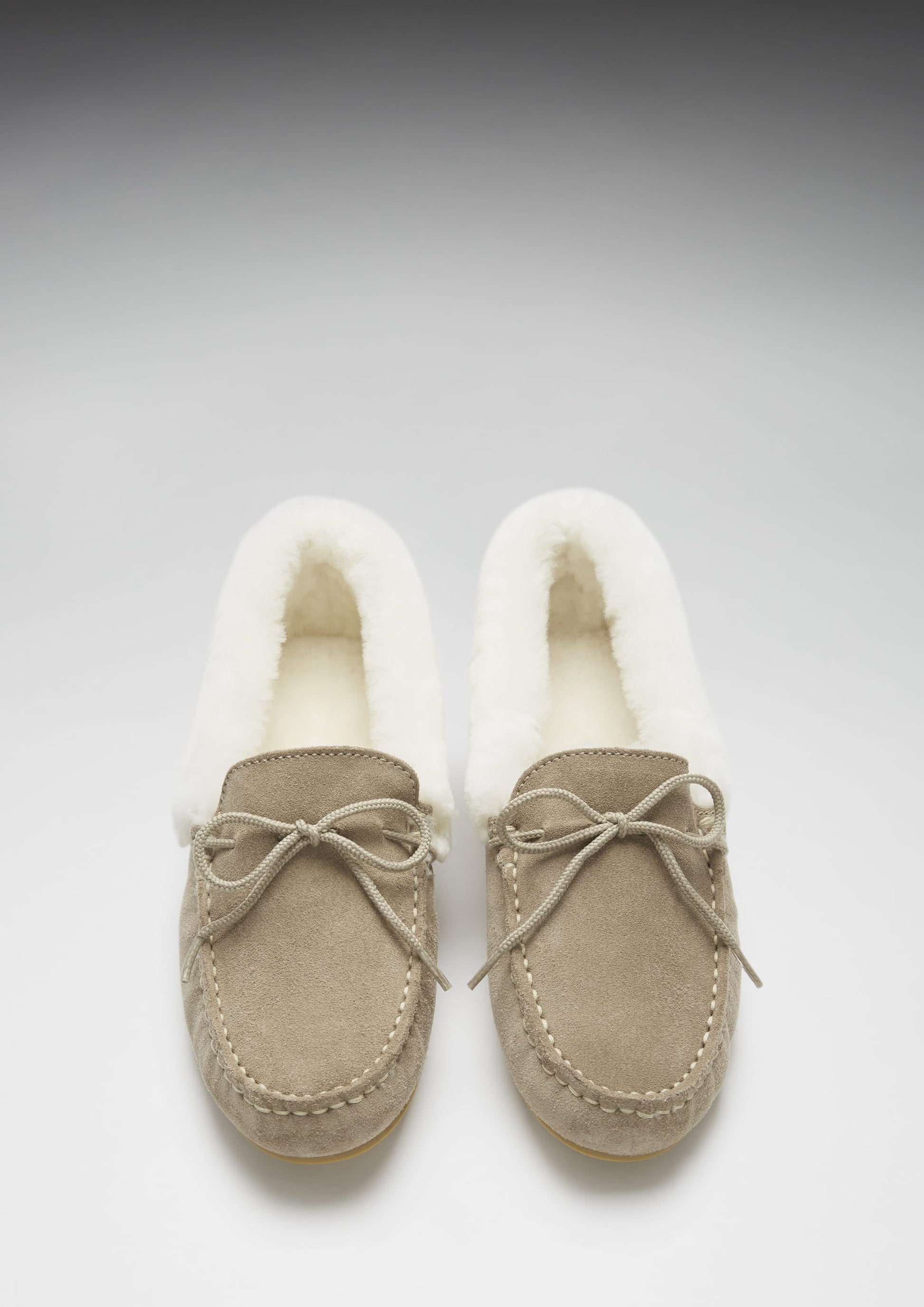 Women's slippers, sheepskin, taupe suede-2