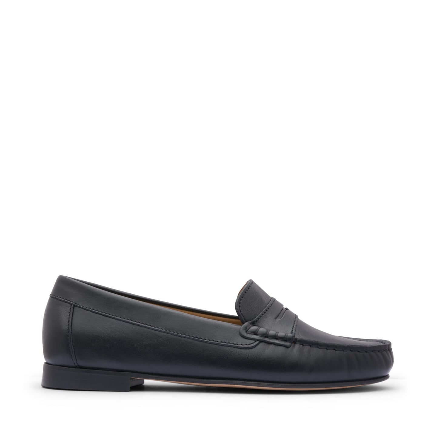 Women's Penny Loafers Leather Sole, black leather