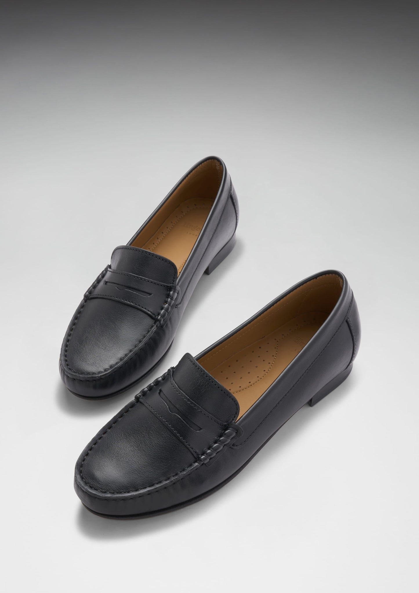 Women's Penny Loafers Leather Sole, black leather