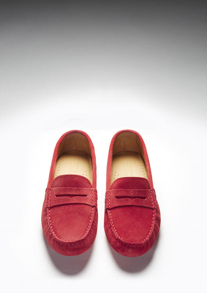 Women's Penny Driving Loafers, red suede