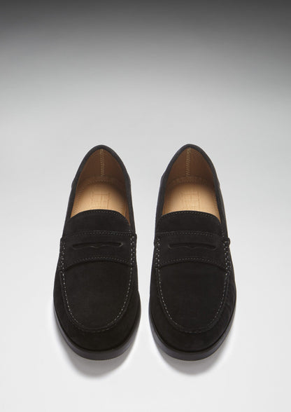 Boat Loafers, black suede