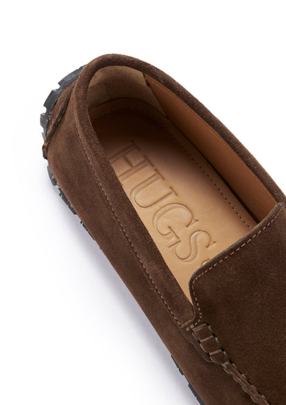Tyre Sole Driving Loafers, brown suede