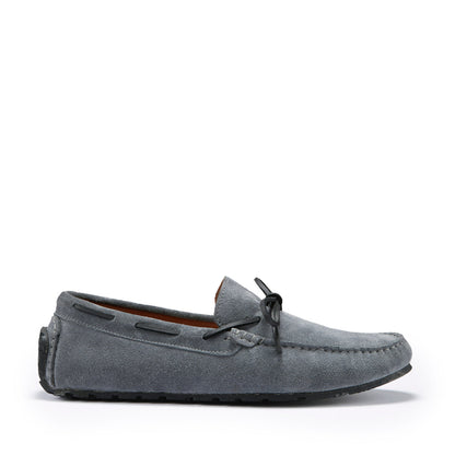 Tyre Sole Laced Driving Loafers, slate grey suede-0