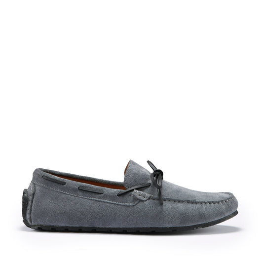 Tyre Sole Laced Driving Loafers, slate grey suede-0