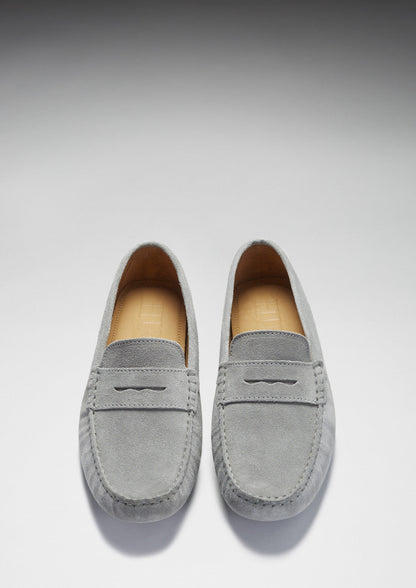 Penny Driving Loafers, dove grey suede
