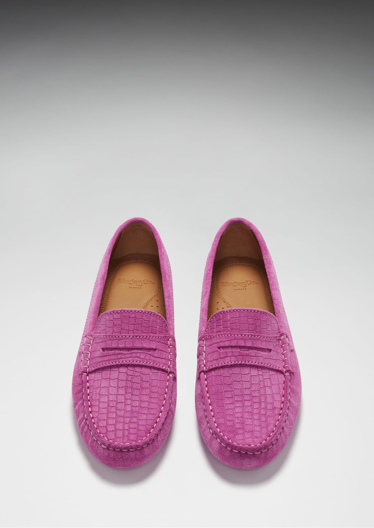 Women's Penny Driving Loafers, pink embossed suede-3