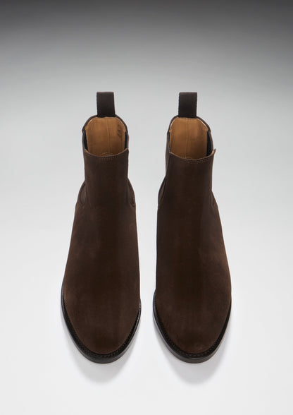 Women's Brown Suede Chelsea Boots, Welted Leather Sole