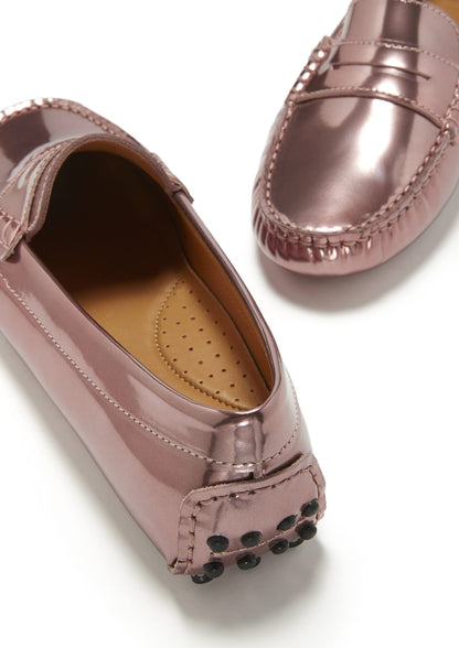Women's Penny Driving Loafers, rose gold patent leather-3